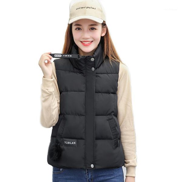 

women's vests yzeqi women winter 2021 lightweight slim short vest cotton padded jacket sleeveless female collar waistcoat outerwear, Black;white