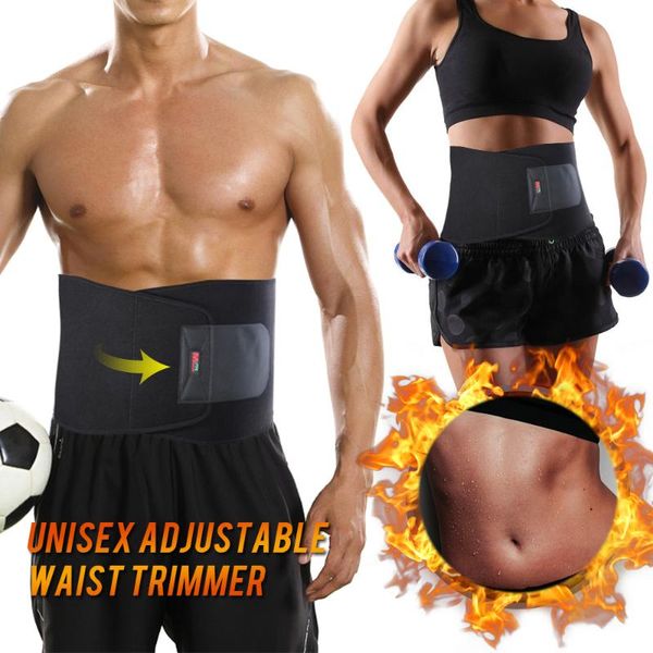 

waist trimmer belt adjustable sports girdle breathable sweat sport guard protector for women men support, Black;gray