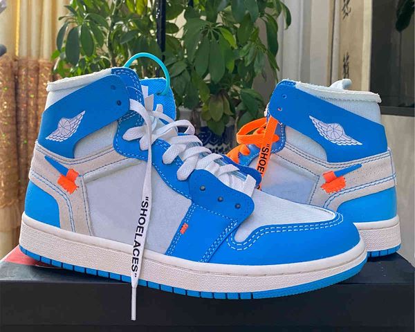

og jumpman 1s basketball shoes joint design unc blue mens womens fashion sneaker