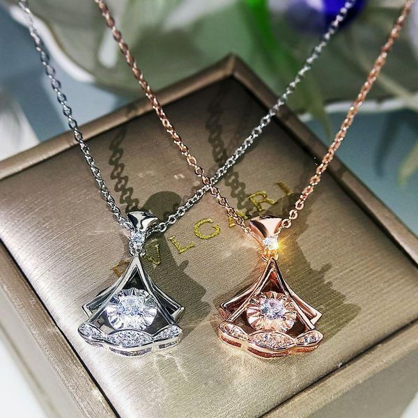 

pendant necklaces creative design skirt fan wedding necklace stylish neck female jewelry accessories, Silver