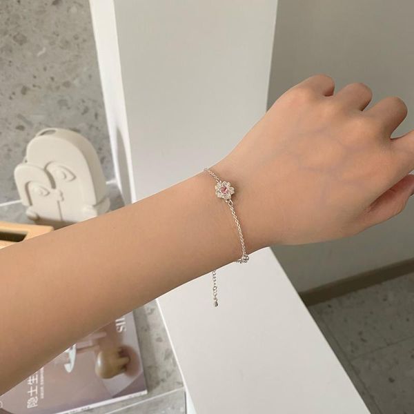 

charm bracelets tendy mori girl ins flower bracelet partysu temperamental simple retro diamonds for women, Golden;silver