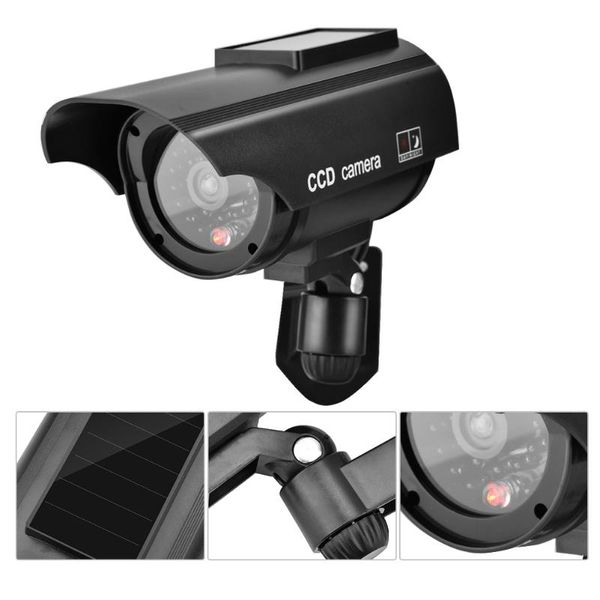 

waterproof dummy camera solar power cctv security fake cameras with bracket sticker flashing led light ip