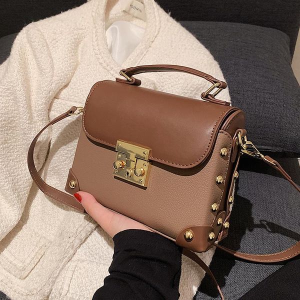 

evening bags lock 2021 fashion female tote bag quality pu leather women's designer handbag panelled shoulder messenger