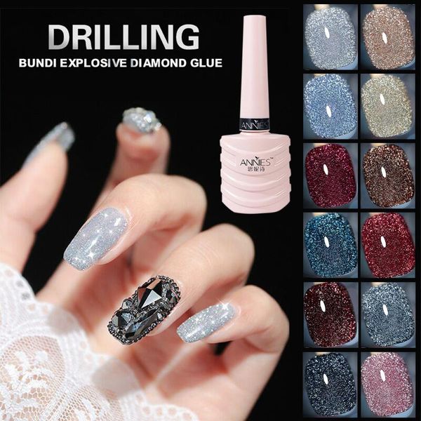 

10ml glitter nail gel polish art decoration crystal diamond powder silver soak off uv kits