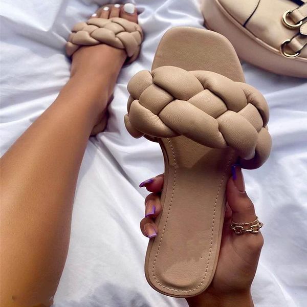 

sponge weave casual outdoor falt slippers women's summer fashion all-match sandal ladies home female cool flops, Black
