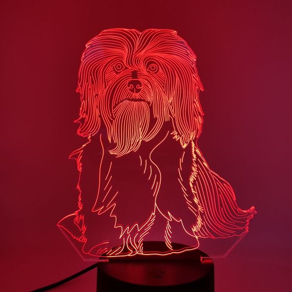 

3d nightlight rgb changable color visual havaness led night lights pet dog lamp with touch sensor for kids gift