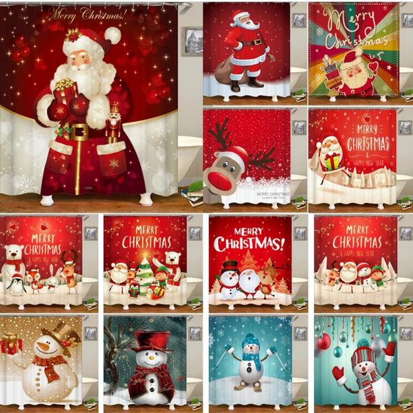 

christmas printed bathroom shower curtain snowman santa claus elk waterproof polyester fabric bath curtains home decoration