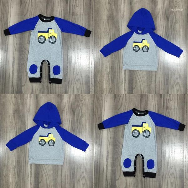 

clothing sets girlymax spring/winter baby boys hoodie romper cotton truck grey royal ruffles boutique children clothes raglans patch1, White