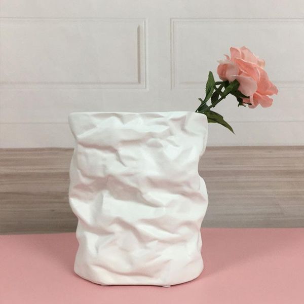 

vases home decoration nordic ins modern simplicity paper basket ceramic vase creative art living room light luxury deskornaments