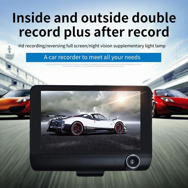 

car rear view cameras& parking sensors 4'' hd 1080p 3 lens dvr rearview reversing camera dash cam video recorder mirroring