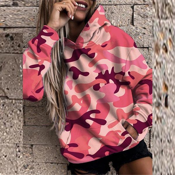 

women's hoodies & sweatshirts 2021 streetwears women loose camouflage print long-sleeved sweater autumn winter fashion tie-dye pullover, Black