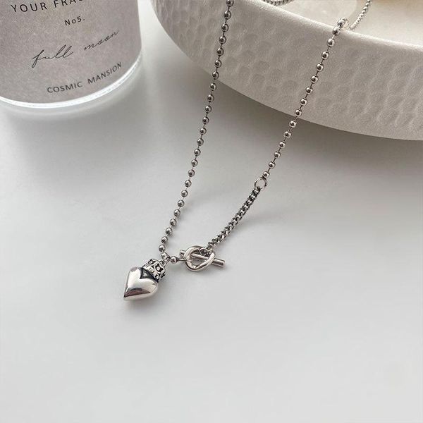 

chains couples necklace fashion vintage hip hop love heart crown party jewelry ot buckle accessories, Silver