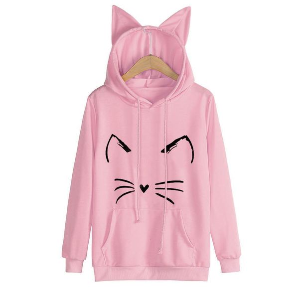 

stylish bar autumn cat women sweater ear knitted long sleeve printed female pullover jumper clothing, White;black
