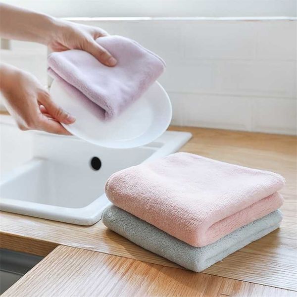 Luluhut 3 pz/lotto Asciugamani in microfibra per la casa per la cucina Panno assorbente più spesso per la pulizia Asciugamano da cucina in microfibra da tavolo 211215