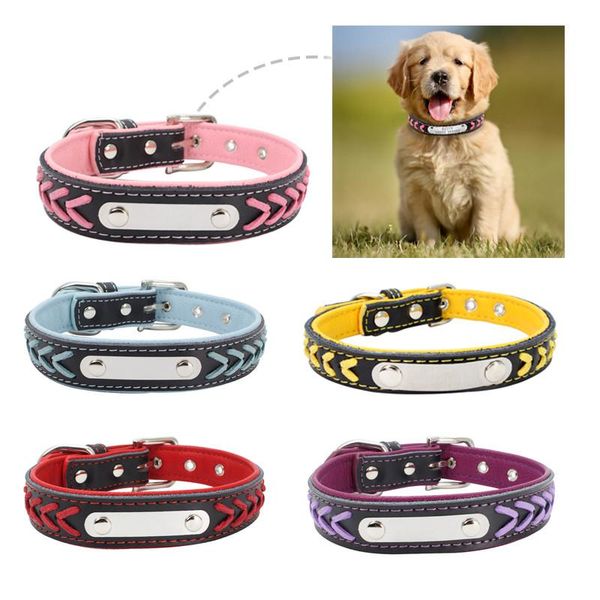 

dog collars & leashes leather collar personalized engraved puppy cat tag with nameplate for small medium large dogs beagle dropship
