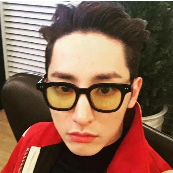 

sunglasses korea-japan rnb uv400 young square plank fullrim hd anti-blueray plano nightvision yellow seablue goggles, White;black