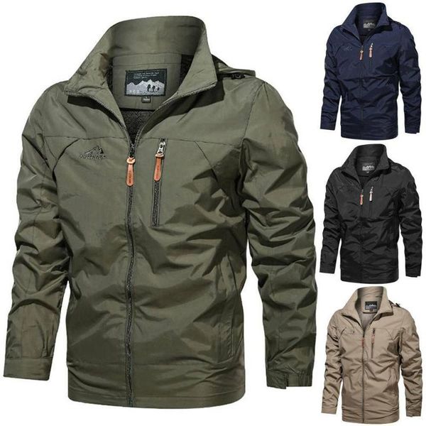

men's down & parkas men winter fleece thick warm fashion windbreaker coat outwear trench leather jacket long sleeve casual army green c, Black