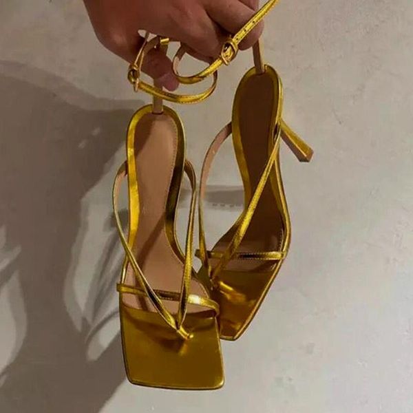 

sandals 2021 women's high-heeled with a square toe black buckle stiletto heels