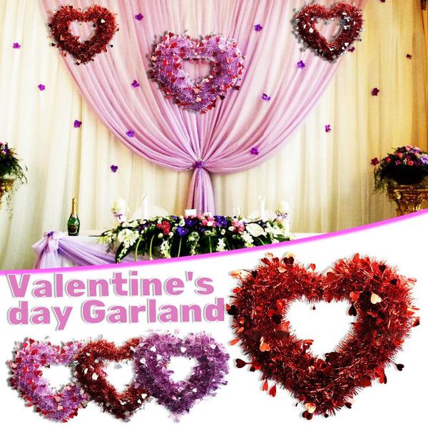 

valentine's day heart wreath wedding birthday party wall hanging garland window door decorative festival home decoration flowers & wrea
