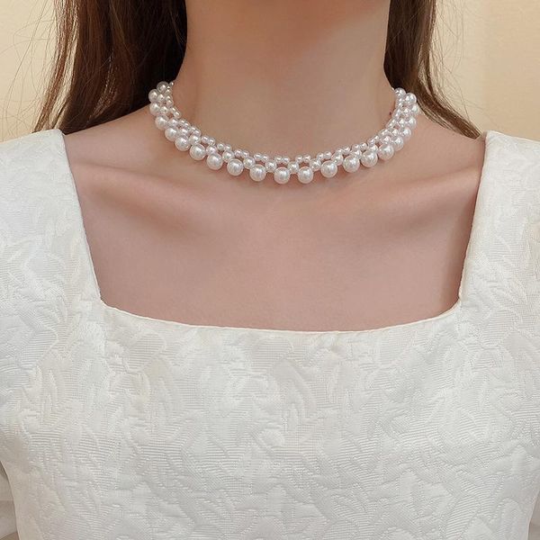 

chains women's neckalces 2021 trend pearl neck chain fashion woman fine accessories rave party luxury women jewelry sweet necklace, Silver