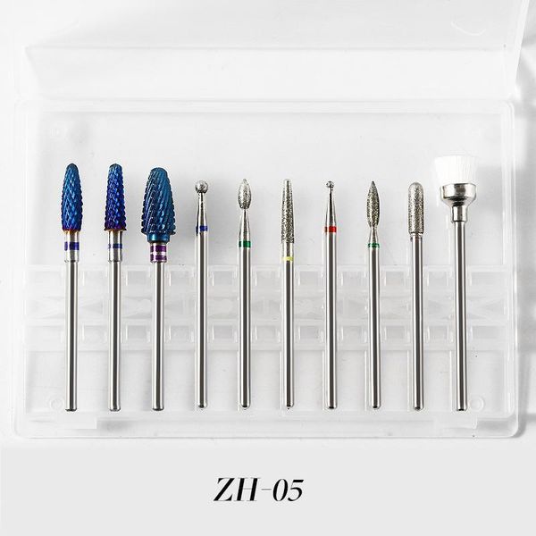 

10pcs/set nail drill bit electric milling cutter for manicure pedicure art accessoires tool remove polish 20211, Silver