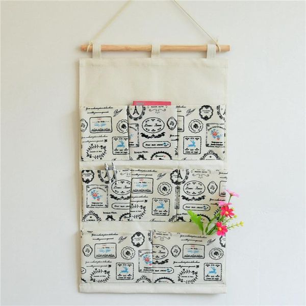 

cartoon pattern print hanging bag wall-mounted ditty storage with eight pockets for bedroom living room bags