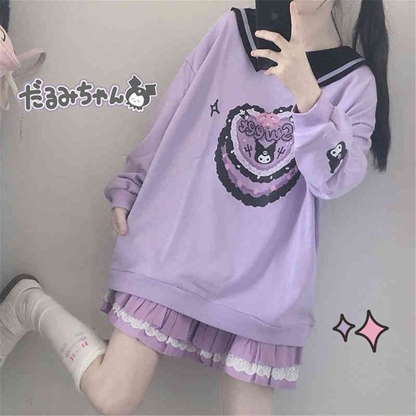 

cute purple sweatshirts japan amine hoodie women hooded female winter teens streetwear autumn gothic polo cool femme, Black