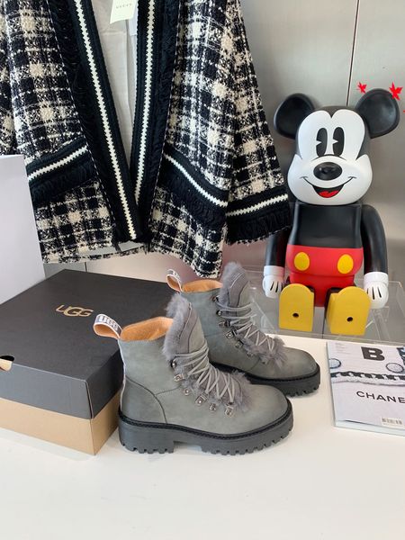 

women martin boots casual booties snow drop flat ankle boot wool travel bootiess new fashion luxury womens winter boots with logo and box si, Black