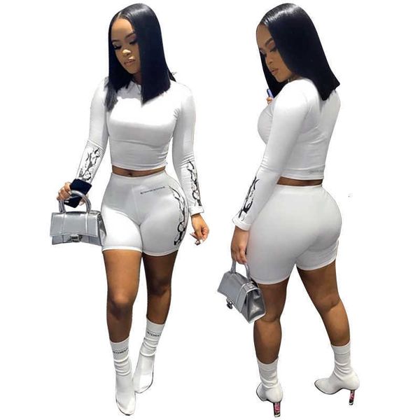 

women's t-shirt solid color 808 outfits designer long sleeve t shirt 2 set bodysuit tracksuit sportsuit shorts pants sport suit women t, White
