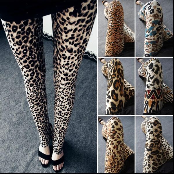 

leopard animal print casual women legging soft stretchy attractive spring summer leggins fitness slim pants, Black