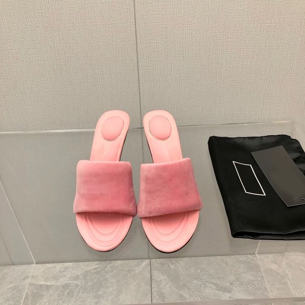 

2022 women's pink slim high-heeled slippers warm material upper foot comfortable white size 35-42, Black