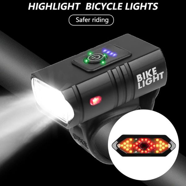 

bike lights bicycle light set mtb front lamp remote control turn taillight usb rechargeable accessories