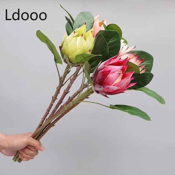 

decorative flowers & wreaths simulation protea cynaroides single stem flocking wedding celebration decoration flower arrangement