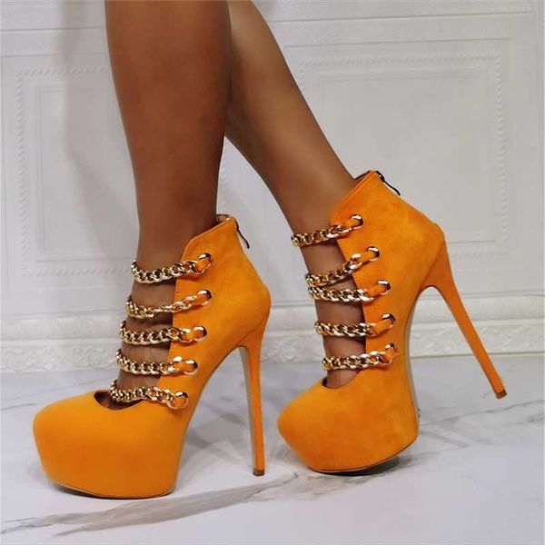 

dress shoes special suede women summer high heels sandals platform with metal chain decorate pumps outdoor cute, Black