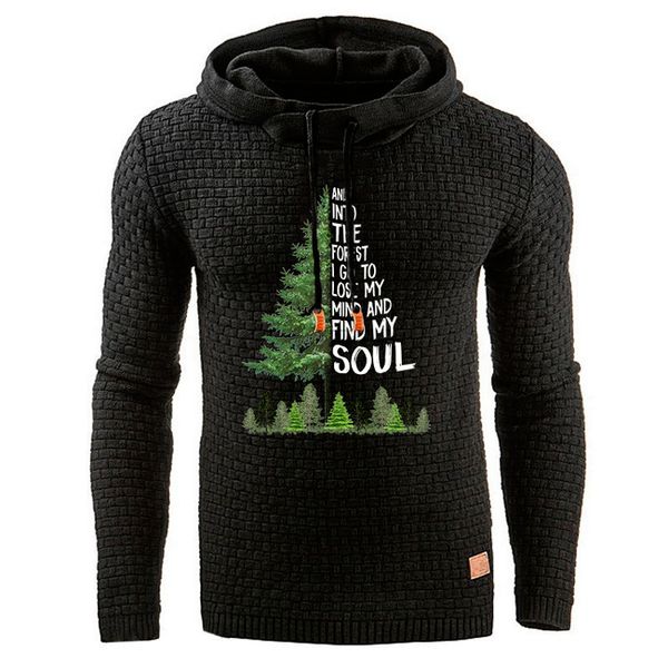 

autumn new casual large men's long sleeve funny letter printed sweater, Black