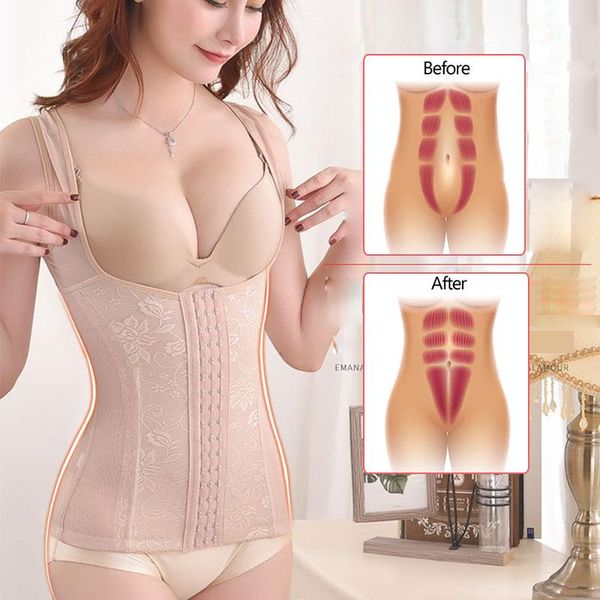 

women's shapers women shaper vest tank shoulder strap waist trainer corset body control shrink belly model slimming underwear, Black;white