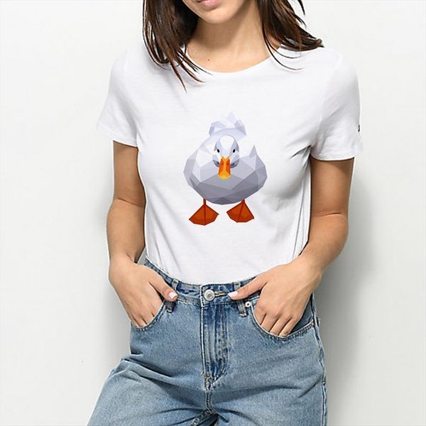 

daily cute graphic duck men t shirt and women oversize female animal harajuku vogue summer loose vintage elegant, White;black