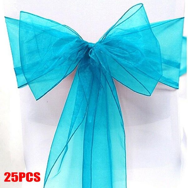 

chair covers 25pcs bow-knot organza sashes cover wider fuller bows wedding party banquet rosette restaurant home decor