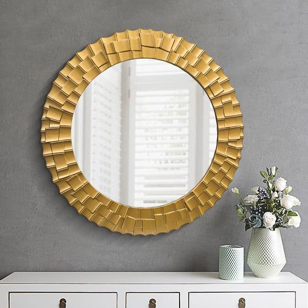 

mirrors european wooden background wall decorative mirror light luxury makeup