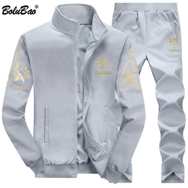 

bolubao men tracksuit outwear set 2 pieces autumn sporting male fitness sweatshirts & sweatpants sets men's 211006, Gray