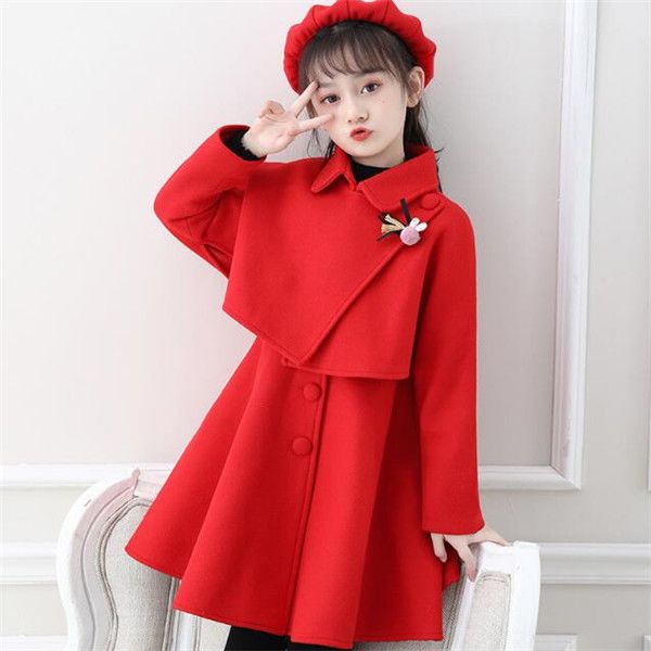 

girls set 2022 spring new woolen cloth short coat+skirts+hat 3 piece suit fashion elegant banquet party princess clothing, White