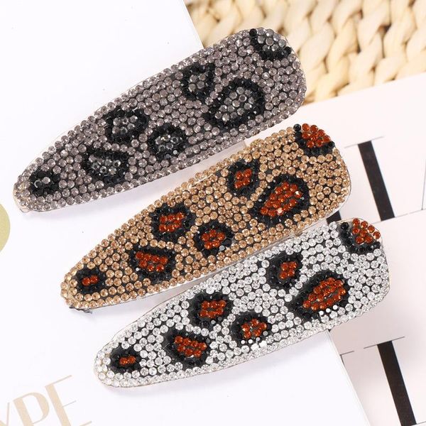 

hair clips & barrettes korean duck clip for women girls fashion leopard crystal hairpin water drop metal hairgrips good quality accesso, Golden;silver
