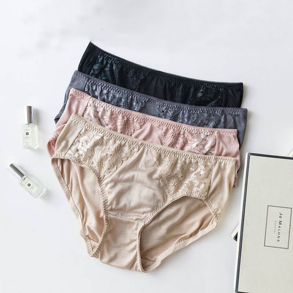 

panties 1 pc 100% silk women's lace brief panties underwear lingerie  l xl sg021, Black;pink
