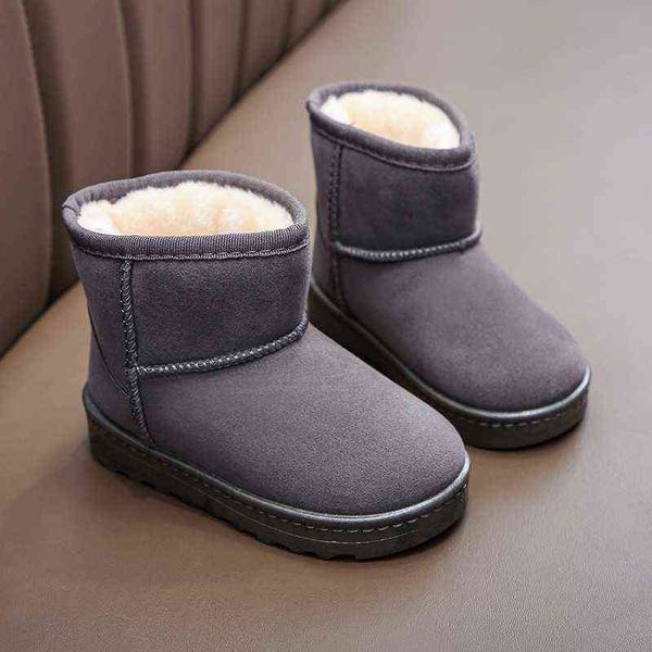 

fashion plush warm winter boots baby toddler children snow boots shoes for boys girls winter shoes non-slip kids ankle boots 211108, Black;grey