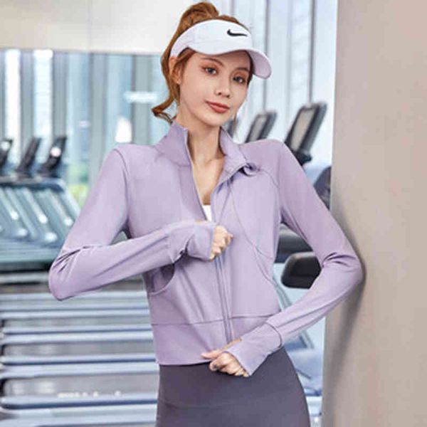 

f.dyraa women's long sleeves crop sports slim fit jacket fitness yoga autumn winter workout coat female gym shirts