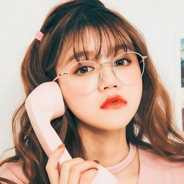 

ladies classic women round eyeglasses frame brand designer fashion men 90s eyewear optical glasses clear lens sunglasses frames, Black