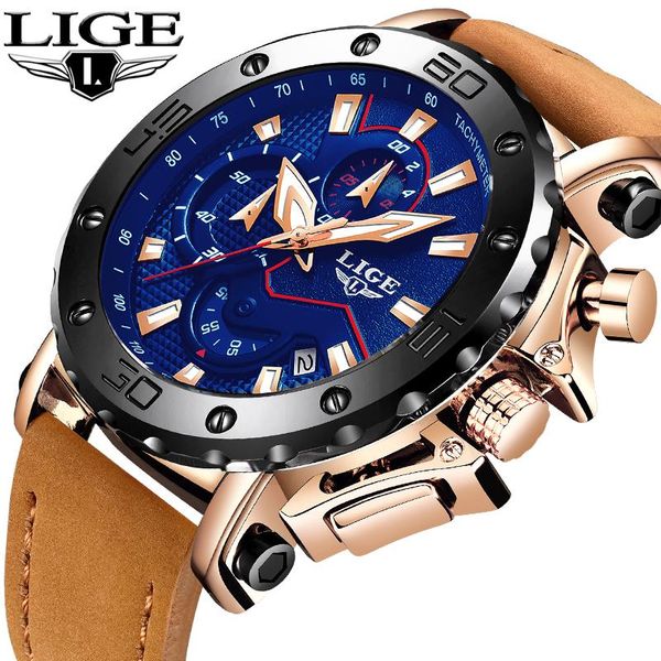 

gold clock 2021 mens chronograph military watches business waterproof watch for menfashionsport wristwatches, Slivery;brown