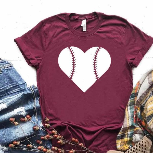 

women t shirt heart print short sleeve o neck loose ladies causal tee, White