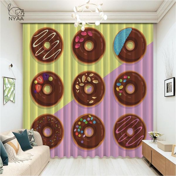 

cute sweet colorful donuts curtains home girl bedroom door curtain office kitchen window short micro shading & drapes
