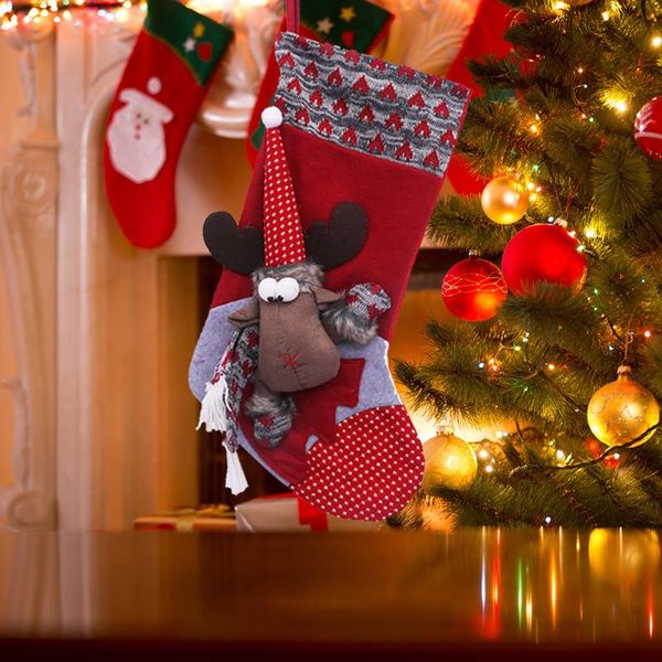 

christmas decorations stockings santa claus gift bag elks printing party decoration socks home fireplace ornaments